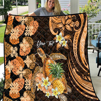 Personalised Aloha Hawaii Lanai Island Quilt Pineapple Isle Map Sea Turtle Plumeria LT14 Orange - Polynesian Pride