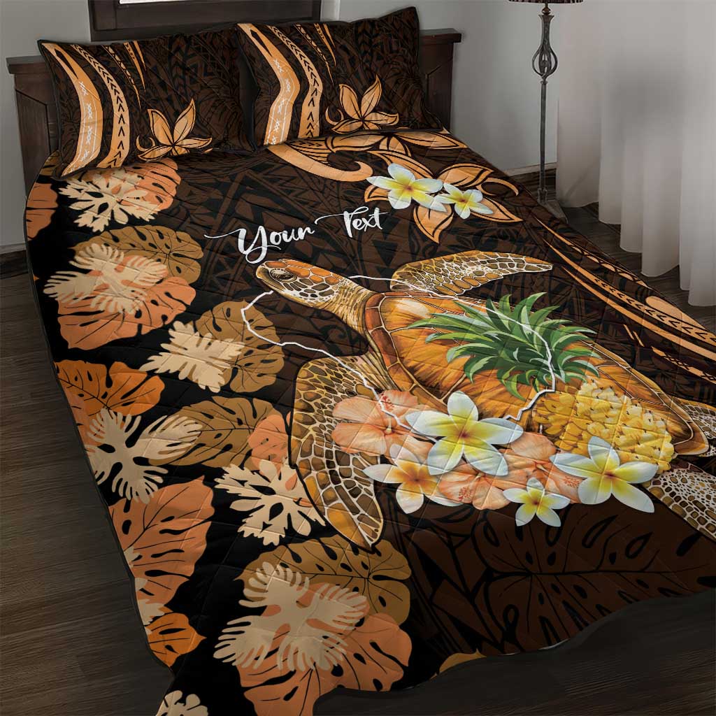 Personalised Aloha Hawaii Lanai Island Quilt Bed Set Pineapple Isle Map Sea Turtle Plumeria LT14 Orange - Polynesian Pride