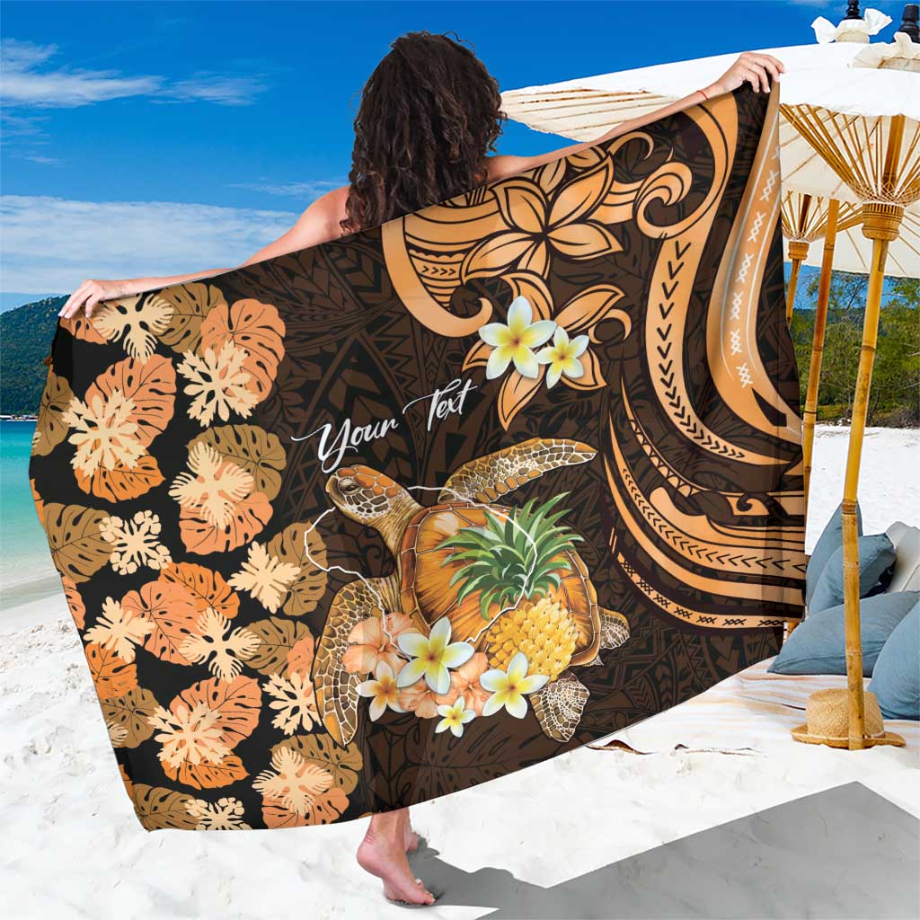 Personalised Aloha Hawaii Lanai Island Sarong Pineapple Isle Map Sea Turtle Plumeria LT14 One Size 44 x 66 inches Orange - Polynesian Pride