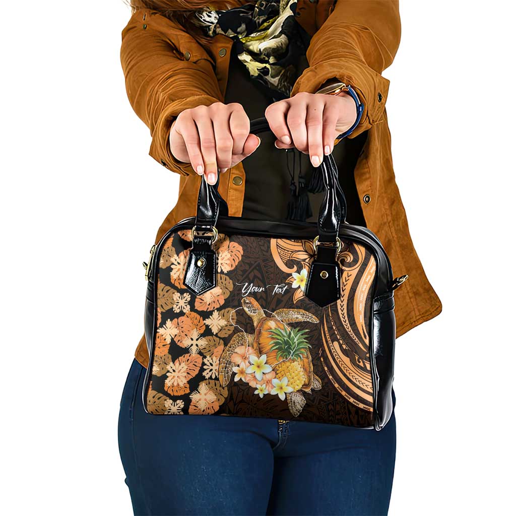 Personalised Aloha Hawaii Lanai Island Shoulder Handbag Pineapple Isle Map Sea Turtle Plumeria LT14 One Size Orange - Polynesian Pride