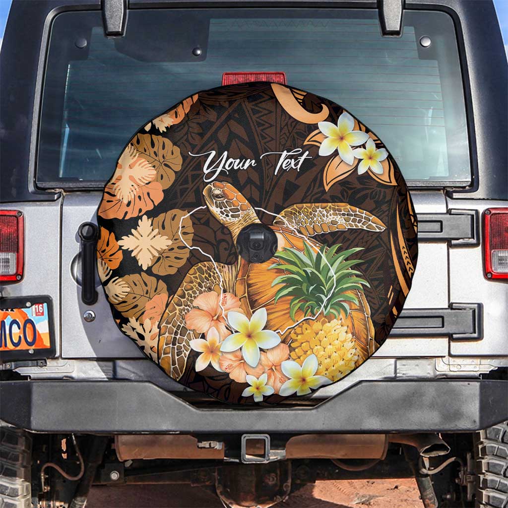 Personalised Aloha Hawaii Lanai Island Spare Tire Cover Pineapple Isle Map Sea Turtle Plumeria LT14 Orange - Polynesian Pride