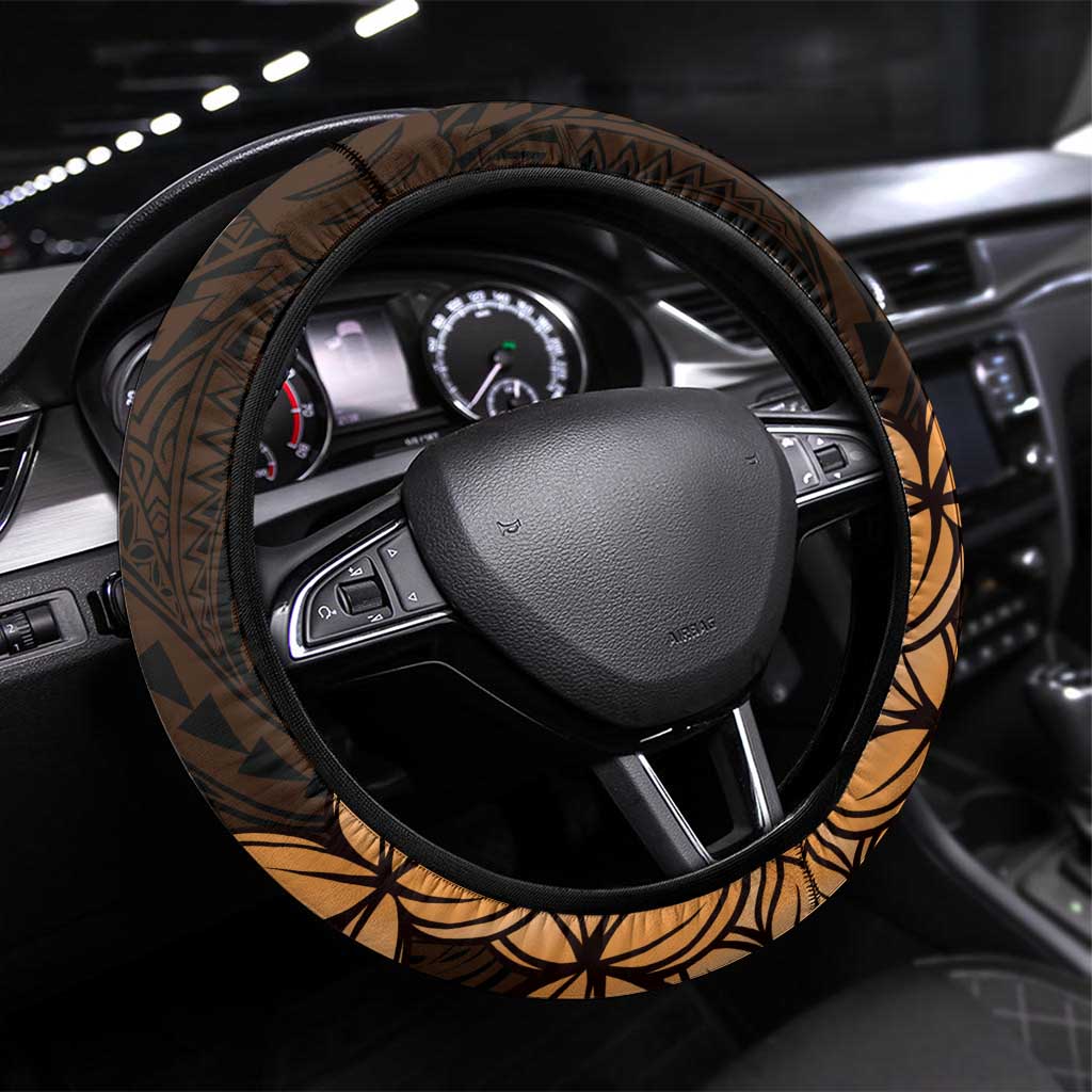 Aloha Hawaii Lanai Island Steering Wheel Cover Pineapple Isle Map Sea Turtle Plumeria LT14 Universal Fit Orange - Polynesian Pride