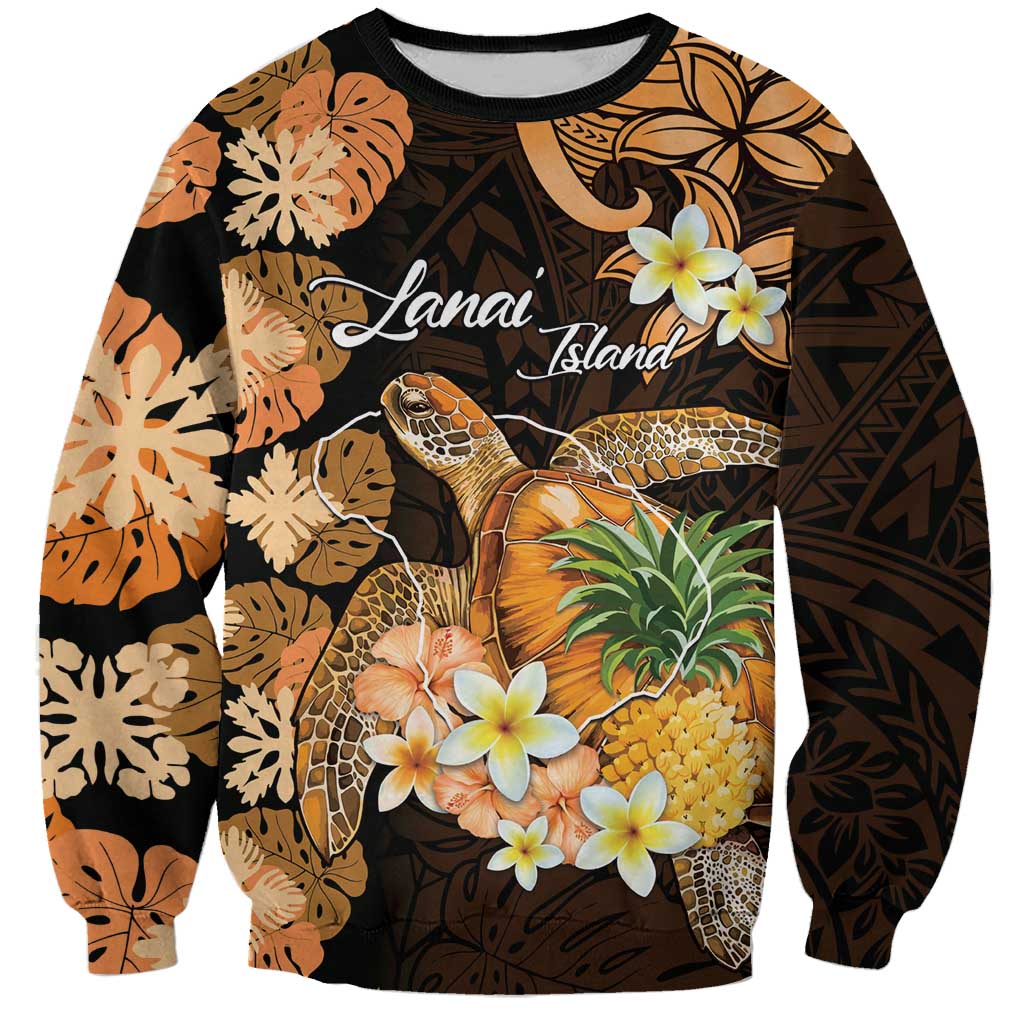 Personalised Aloha Hawaii Lanai Island Sweatshirt Pineapple Isle Map Sea Turtle Plumeria LT14 Unisex Orange - Polynesian Pride