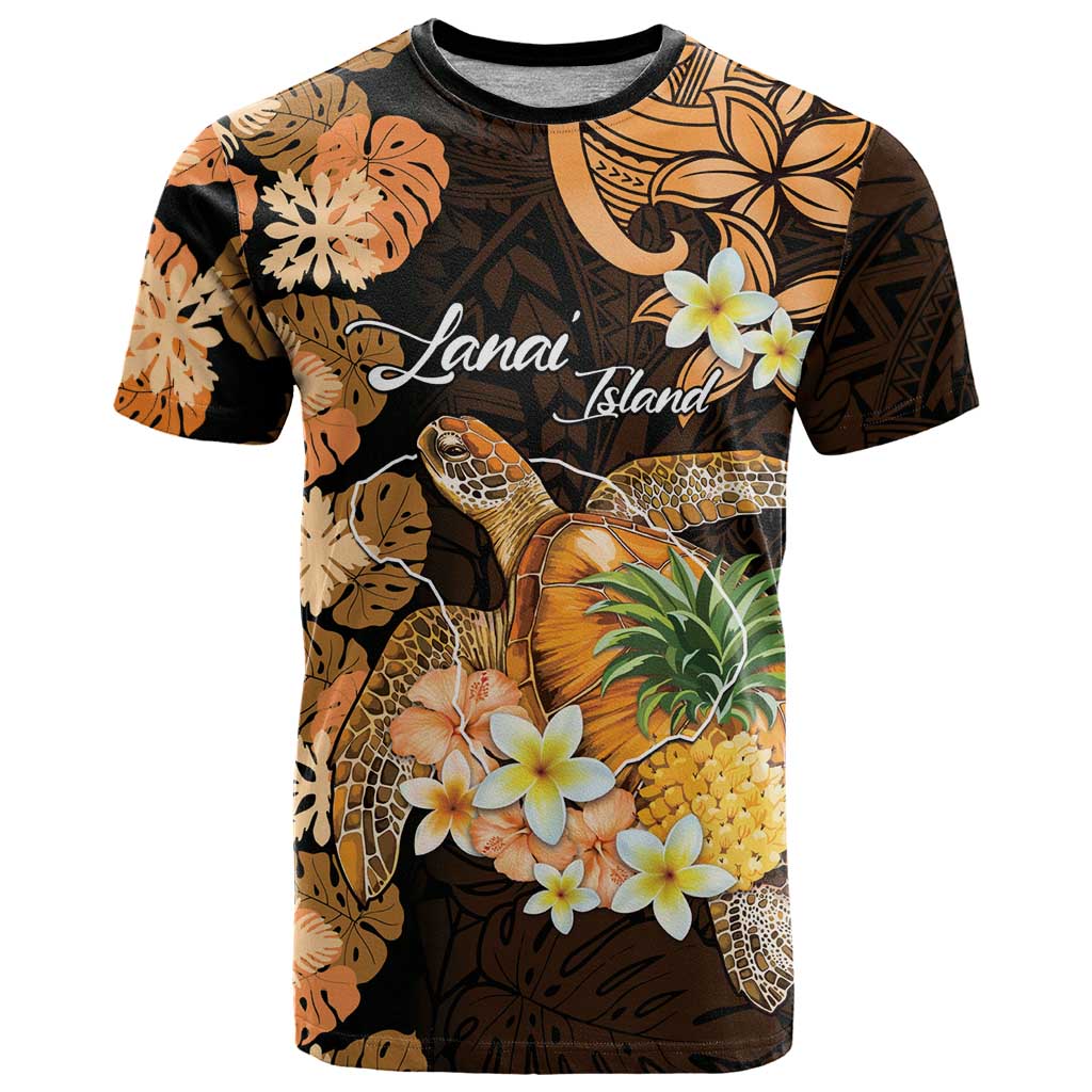 Personalised Aloha Hawaii Lanai Island T Shirt Pineapple Isle Map Sea Turtle Plumeria LT14 Orange - Polynesian Pride