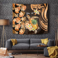 Personalised Aloha Hawaii Lanai Island Tapestry Pineapple Isle Map Sea Turtle Plumeria LT14 Orange - Polynesian Pride