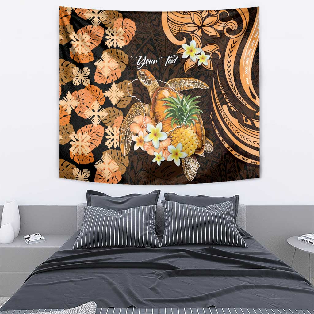 Personalised Aloha Hawaii Lanai Island Tapestry Pineapple Isle Map Sea Turtle Plumeria LT14 - Polynesian Pride