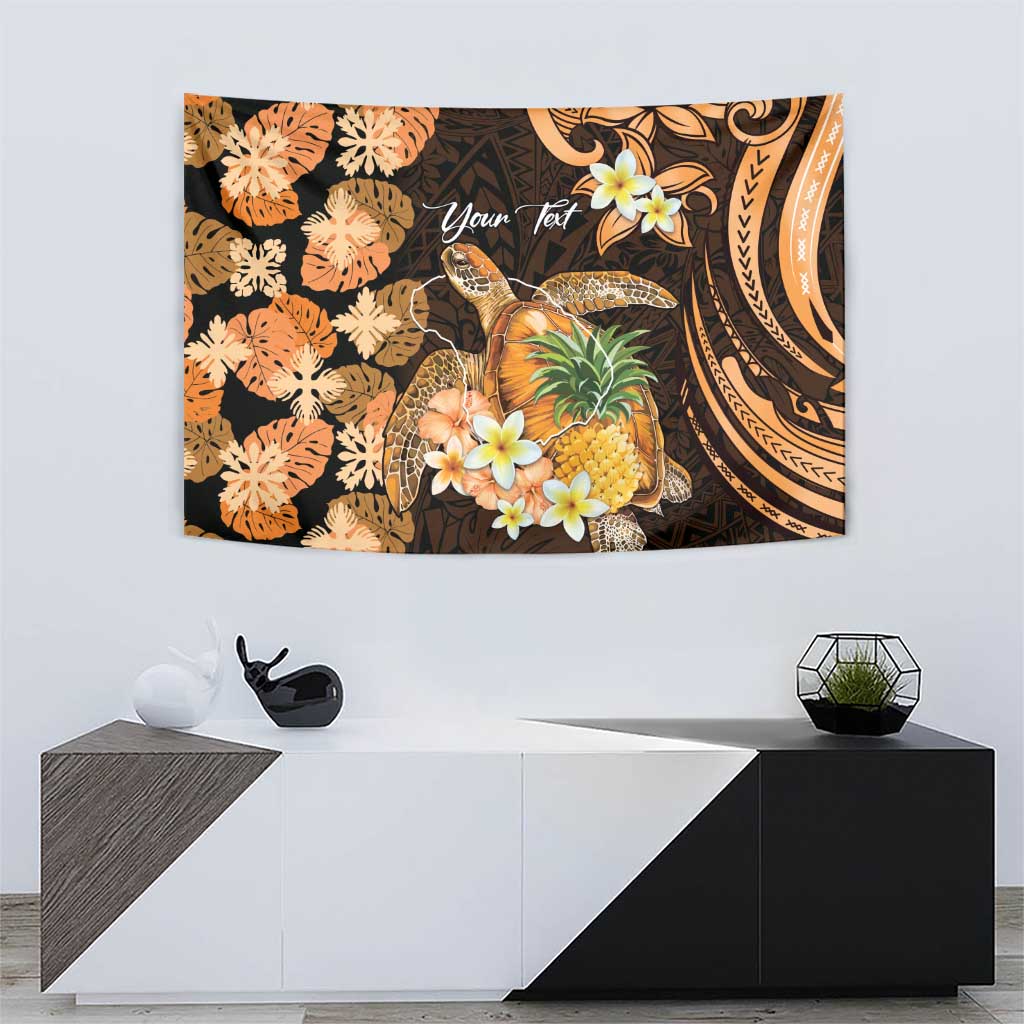 Personalised Aloha Hawaii Lanai Island Tapestry Pineapple Isle Map Sea Turtle Plumeria LT14 - Polynesian Pride