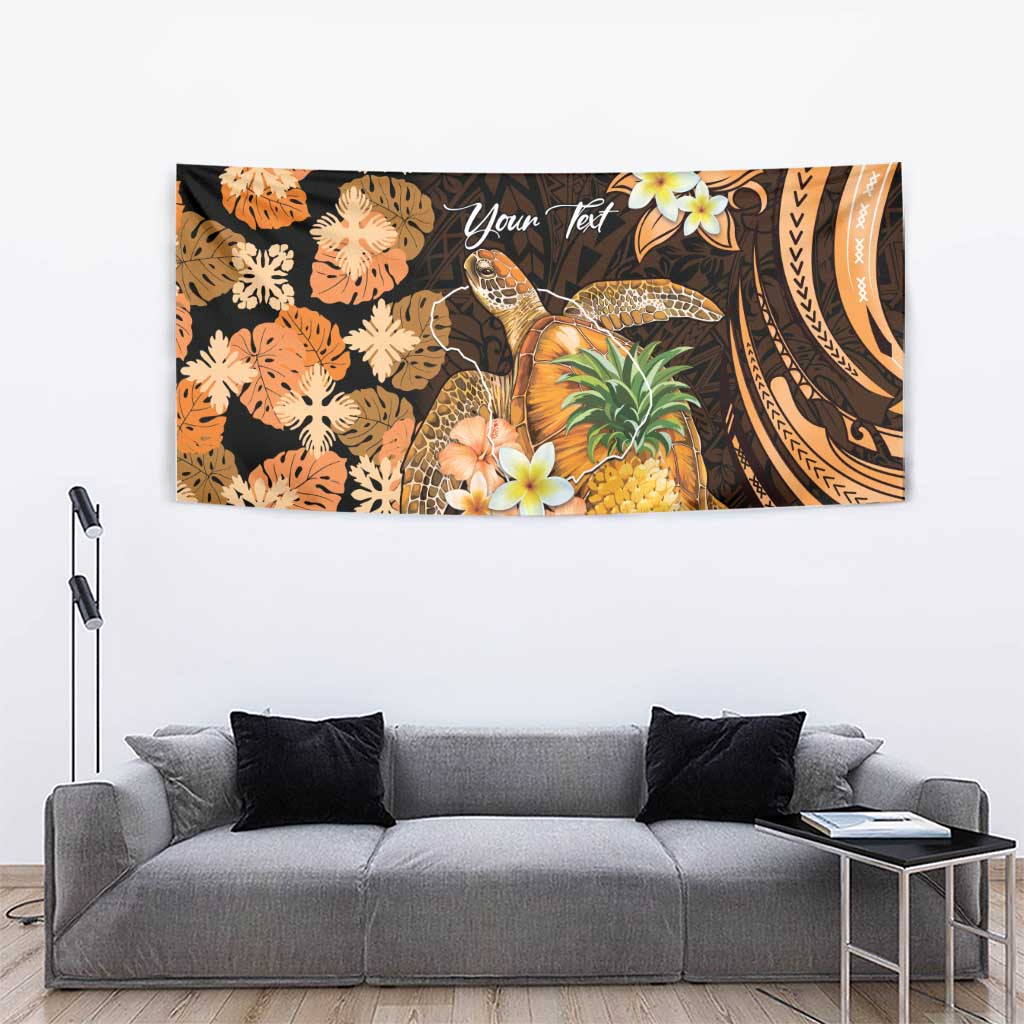 Personalised Aloha Hawaii Lanai Island Tapestry Pineapple Isle Map Sea Turtle Plumeria LT14 - Polynesian Pride