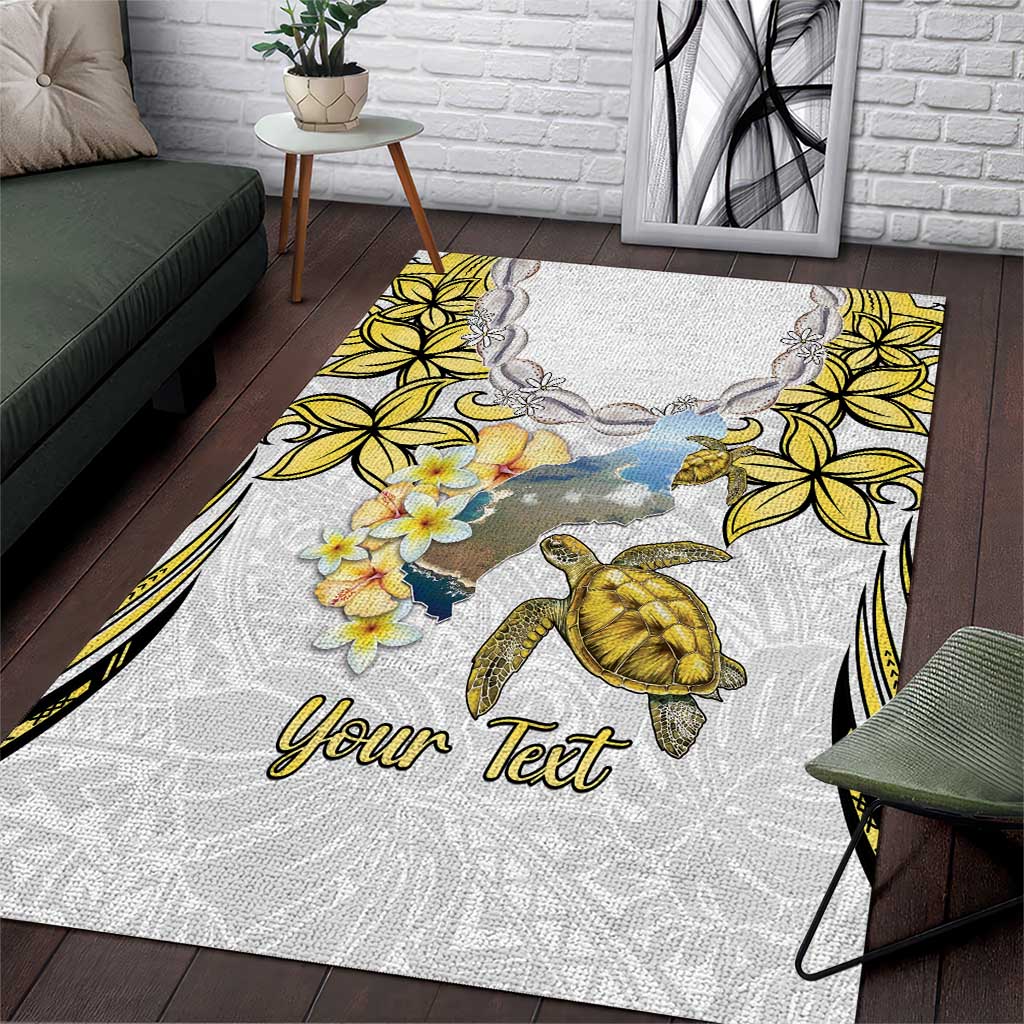 Personalised Aloha Hawaii Niihau Island Area Rug Forbidden Isle Map Shell Lei LT14 Yellow - Polynesian Pride