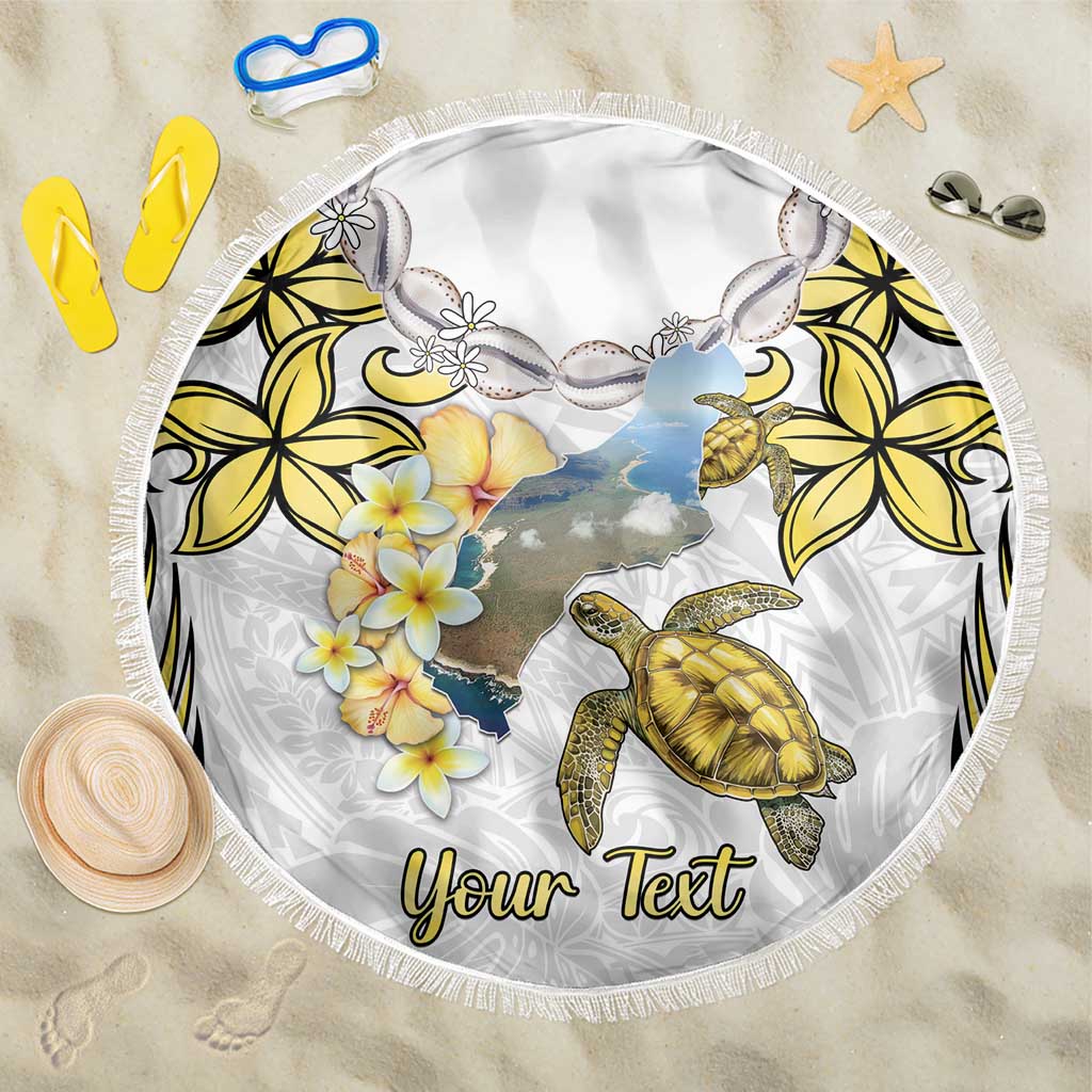 Personalised Aloha Hawaii Niihau Island Beach Blanket Forbidden Isle Map Shell Lei LT14 One Size 150cm Yellow - Polynesian Pride