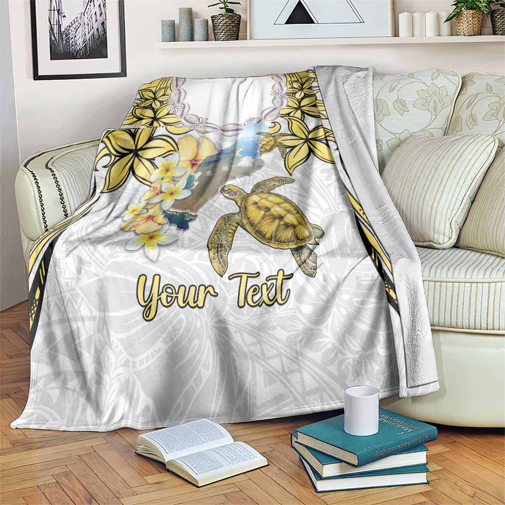 Personalised Aloha Hawaii Niihau Island Blanket Forbidden Isle Map Shell Lei LT14 Yellow - Polynesian Pride