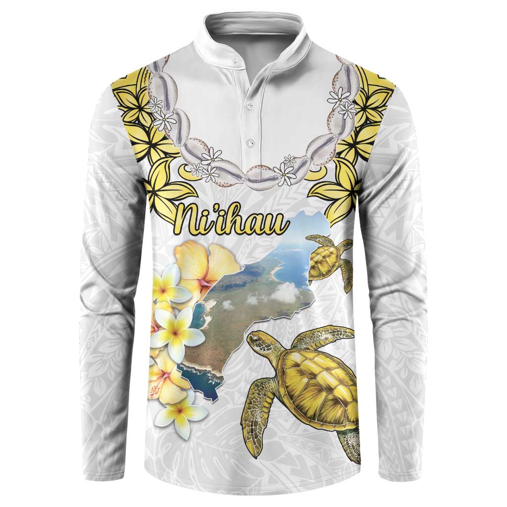 Personalised Aloha Hawaii Niihau Island Button Sweatshirt Forbidden Isle Map Shell Lei LT14 Yellow - Polynesian Pride