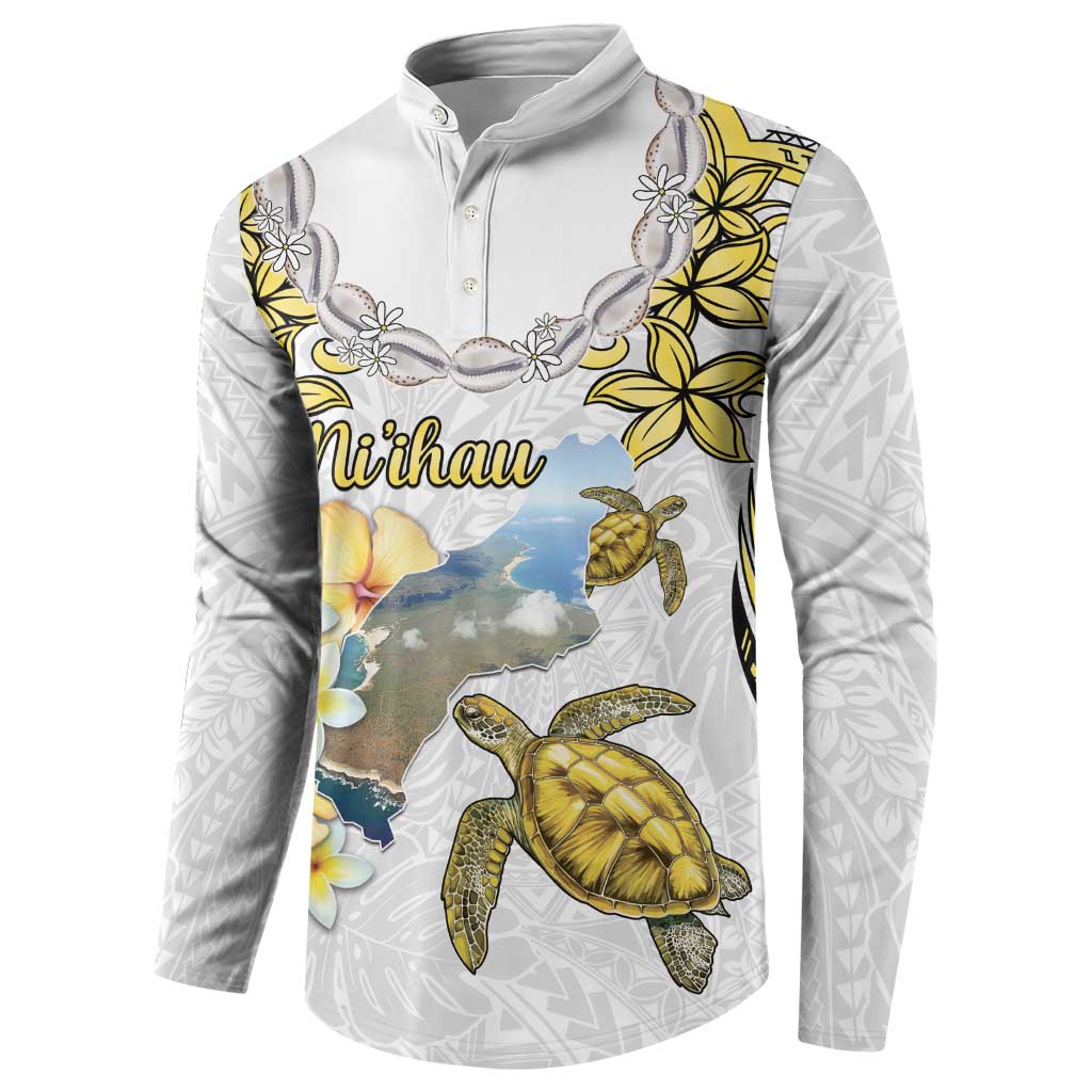 Personalised Aloha Hawaii Niihau Island Button Sweatshirt Forbidden Isle Map Shell Lei LT14 - Polynesian Pride