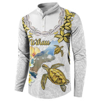 Personalised Aloha Hawaii Niihau Island Button Sweatshirt Forbidden Isle Map Shell Lei LT14 - Polynesian Pride