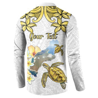 Personalised Aloha Hawaii Niihau Island Button Sweatshirt Forbidden Isle Map Shell Lei LT14 - Polynesian Pride