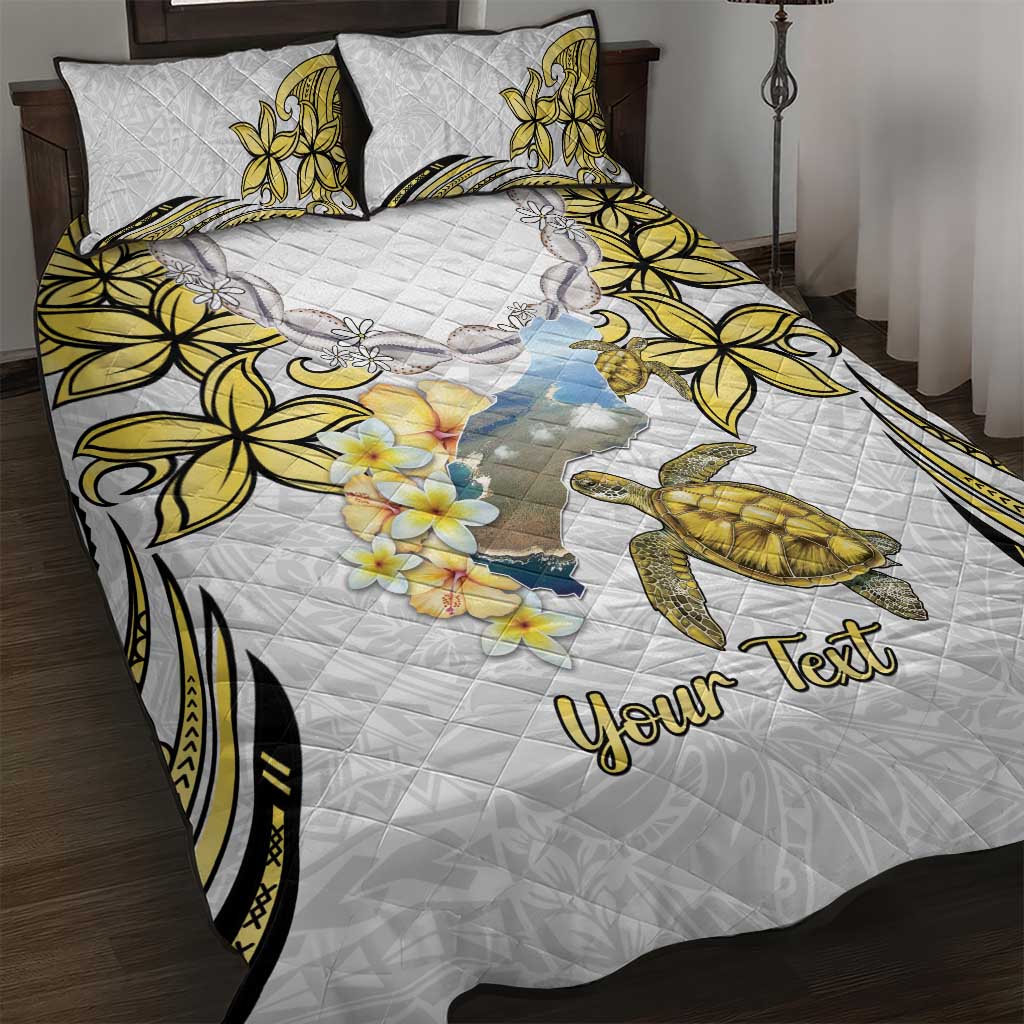 Personalised Aloha Hawaii Niihau Island Quilt Bed Set Forbidden Isle Map Shell Lei LT14 Yellow - Polynesian Pride