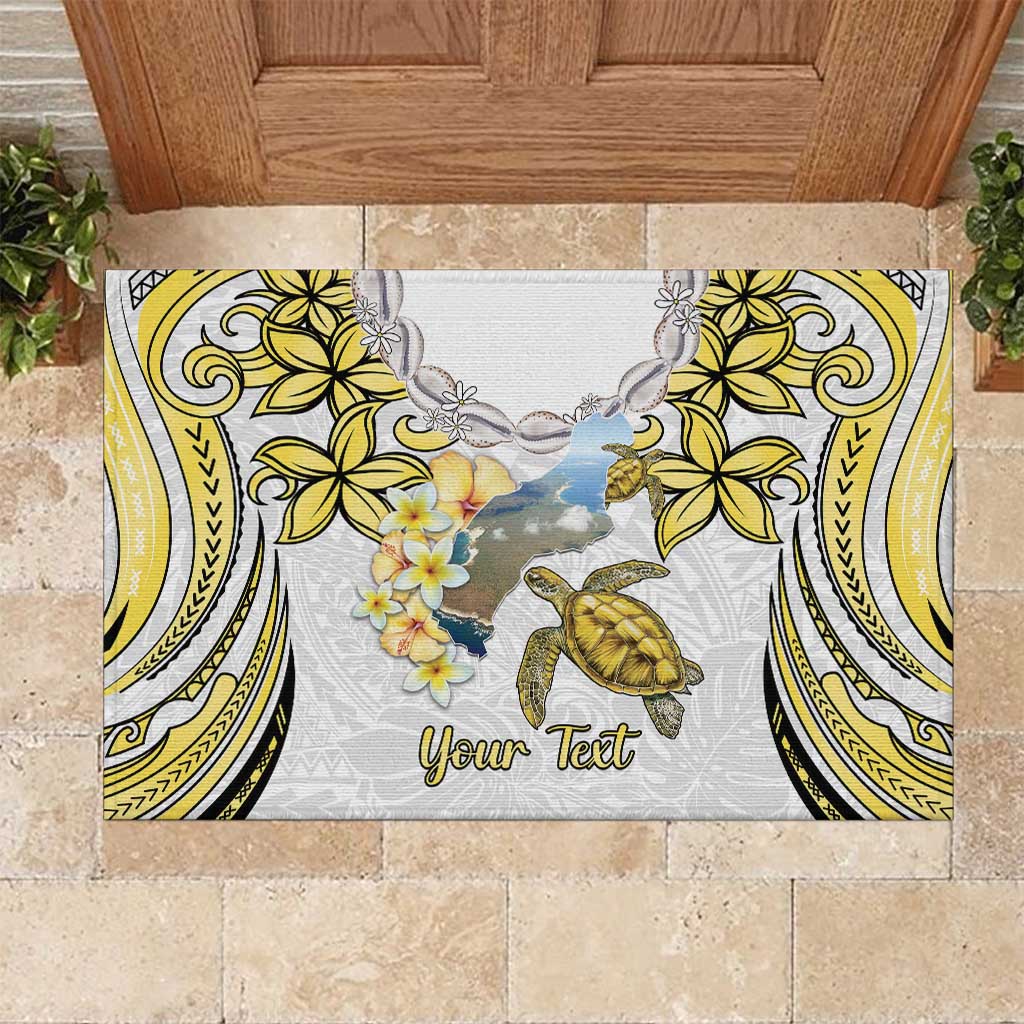 Personalised Aloha Hawaii Niihau Island Rubber Doormat Forbidden Isle Map Shell Lei LT14 Yellow - Polynesian Pride
