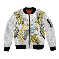 Personalised Aloha Hawaii Niihau Island Sleeve Zip Bomber Jacket Forbidden Isle Map Shell Lei LT14 Unisex Yellow - Polynesian Pride