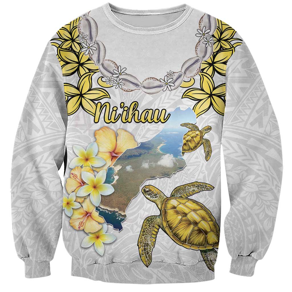 Personalised Aloha Hawaii Niihau Island Sweatshirt Forbidden Isle Map Shell Lei LT14 Unisex Yellow - Polynesian Pride