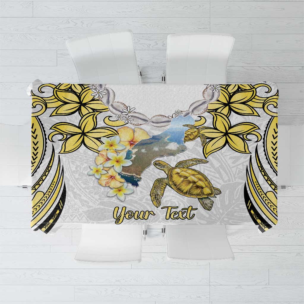 Personalised Aloha Hawaii Niihau Island Tablecloth Forbidden Isle Map Shell Lei LT14 Yellow - Polynesian Pride