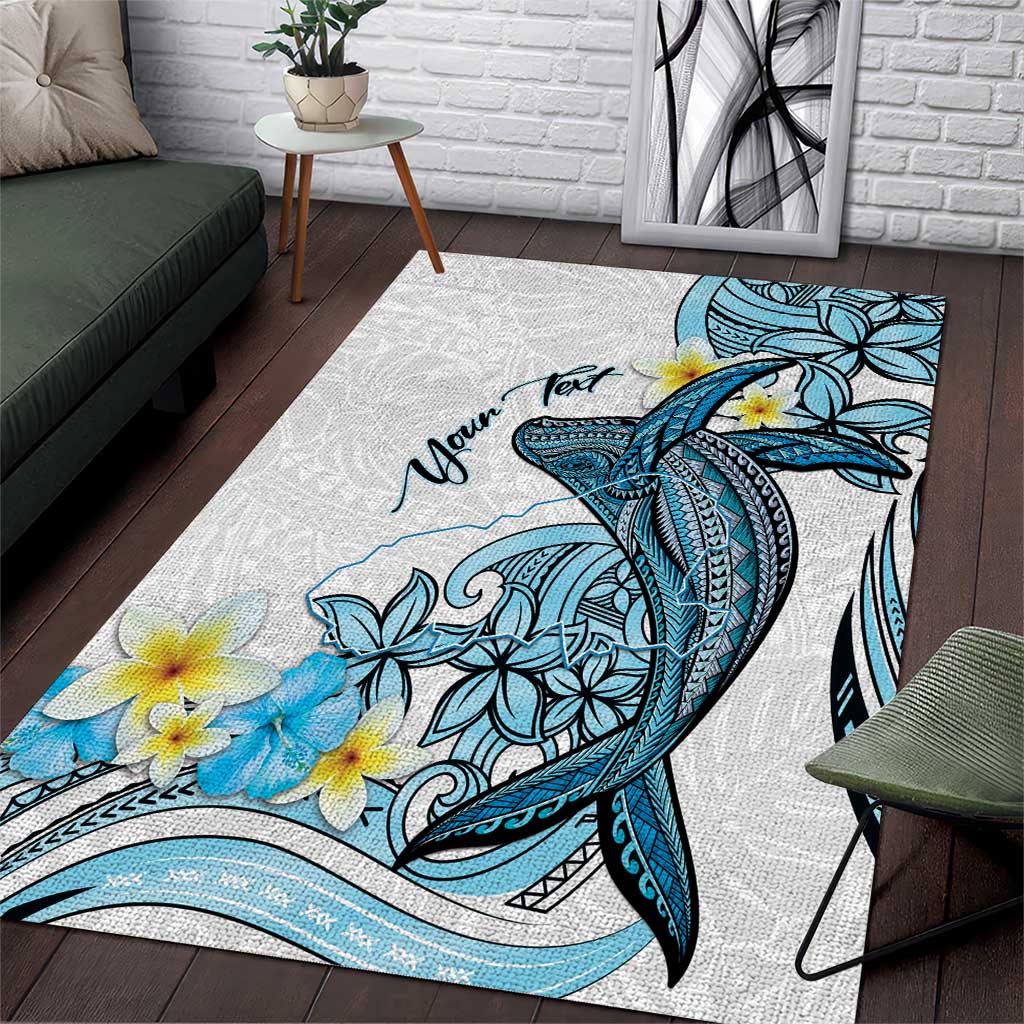 Personalised Aloha Hawaii Kahoolawe Island Area Rug Target Isle Map With Humpback Whale LT14 Blue - Polynesian Pride
