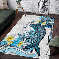 Personalised Aloha Hawaii Kahoolawe Island Area Rug Target Isle Map With Humpback Whale LT14 Blue - Polynesian Pride