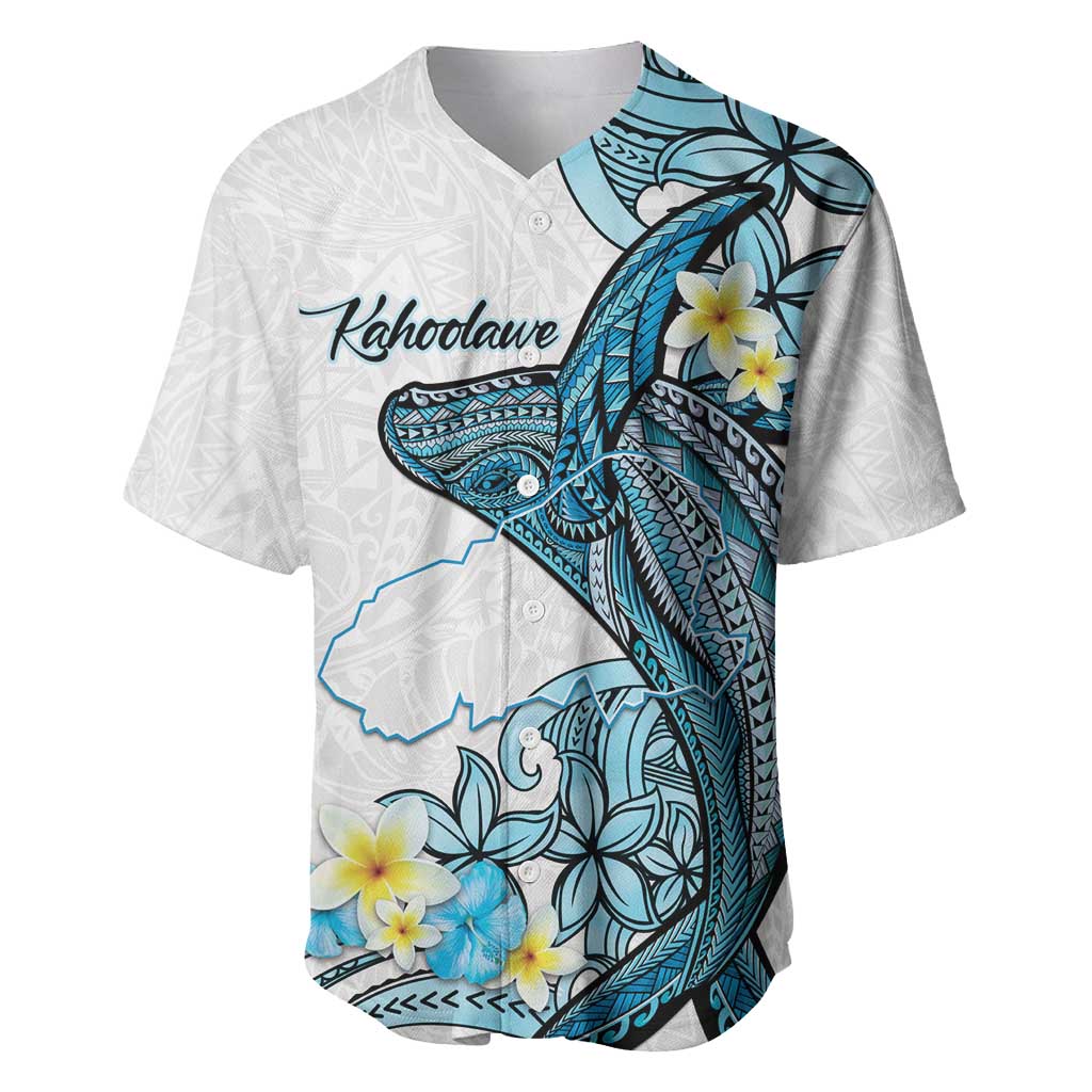 Personalised Aloha Hawaii Kahoolawe Island Baseball Jersey Target Isle Map With Humpback Whale LT14 Blue - Polynesian Pride