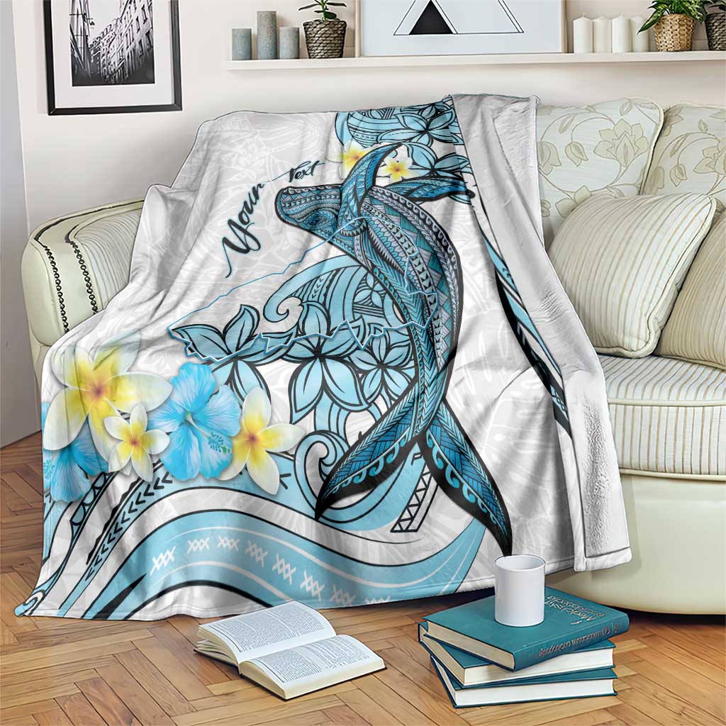 Personalised Aloha Hawaii Kahoolawe Island Blanket Target Isle Map With Humpback Whale LT14 Blue - Polynesian Pride