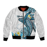Personalised Aloha Hawaii Kahoolawe Island Bomber Jacket Target Isle Map With Humpback Whale LT14 Unisex Blue - Polynesian Pride