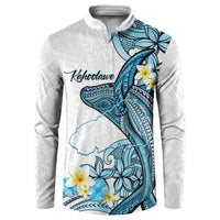 Personalised Aloha Hawaii Kahoolawe Island Button Sweatshirt Target Isle Map With Humpback Whale LT14 Blue - Polynesian Pride
