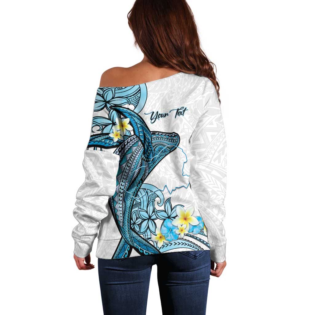 Personalised Aloha Hawaii Kahoolawe Island Off Shoulder Sweater Target Isle Map With Humpback Whale LT14 - Polynesian Pride