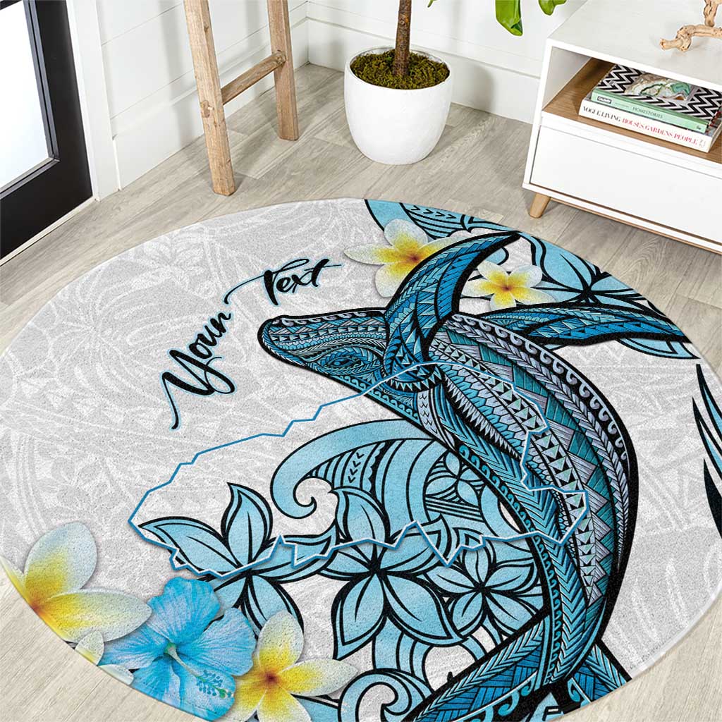 Personalised Aloha Hawaii Kahoolawe Island Round Carpet Target Isle Map With Humpback Whale LT14 Blue - Polynesian Pride