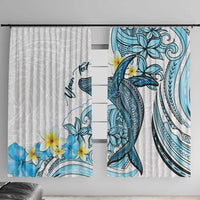 Personalised Aloha Hawaii Kahoolawe Island Window Curtain Target Isle Map With Humpback Whale LT14 With Hooks Blue - Polynesian Pride