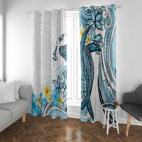 Personalised Aloha Hawaii Kahoolawe Island Window Curtain Target Isle Map With Humpback Whale LT14 With Grommets Blue - Polynesian Pride