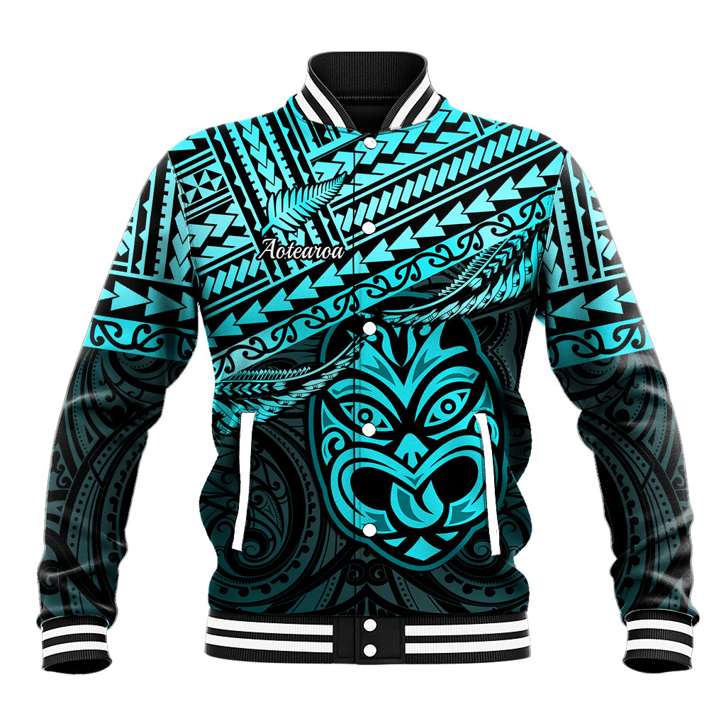 Matariki New Zealand Baseball Jacket Maori New Year Tiki Turquoise Version LT14 Unisex Turquoise - Polynesian Pride