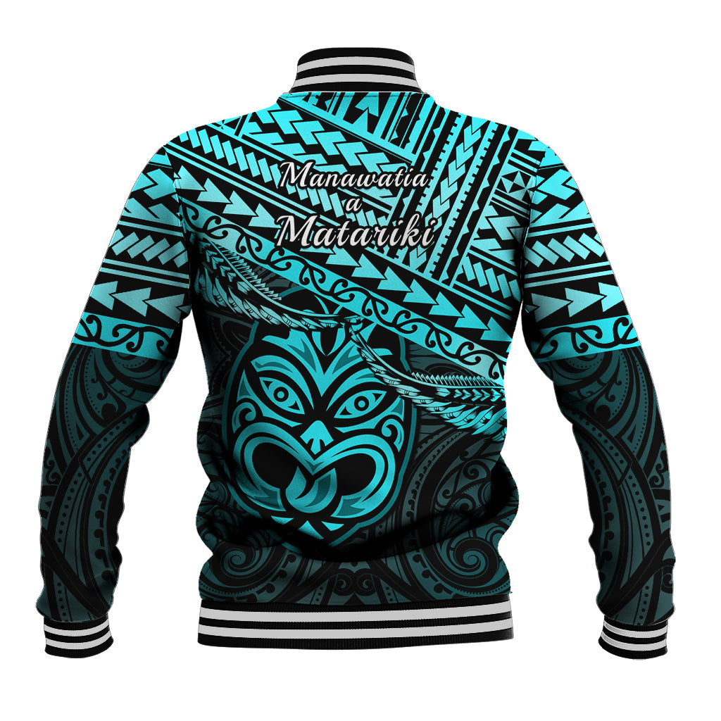 Matariki New Zealand Baseball Jacket Maori New Year Tiki Turquoise Version LT14 - Polynesian Pride