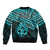 Matariki New Zealand Bomber Jacket Maori New Year Tiki Turquoise Version LT14