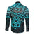 Matariki New Zealand Long Sleeve Button Shirt Maori New Year Tiki Turquoise Version LT14