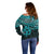 Matariki New Zealand Off Shoulder Sweater Maori New Year Tiki Turquoise Version LT14