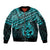 Matariki New Zealand Sleeve Zip Bomber Jacket Maori New Year Tiki Turquoise Version LT14