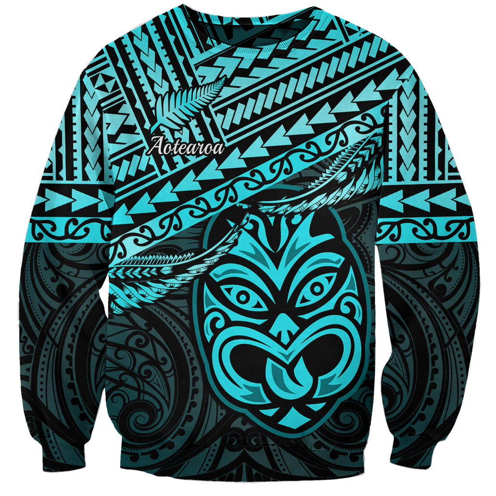 Matariki New Zealand Sweatshirt Maori New Year Tiki Turquoise Version LT14 Unisex Turquoise - Polynesian Pride