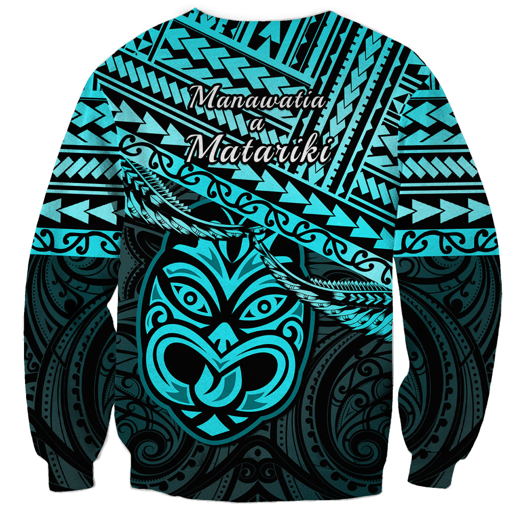 Matariki New Zealand Sweatshirt Maori New Year Tiki Turquoise Version LT14 - Polynesian Pride