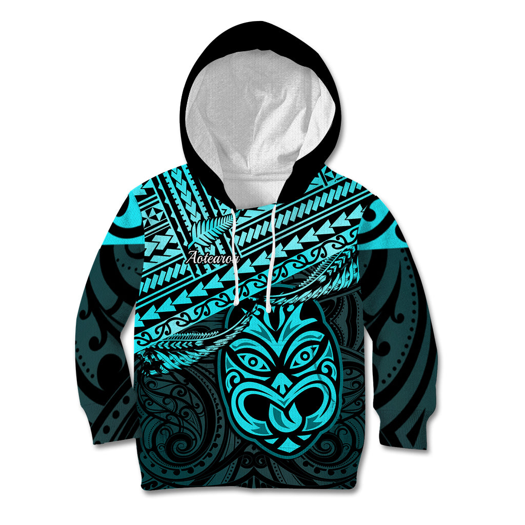 Personalised Matariki New Zealand Kid Hoodie Maori New Year Tiki Turquoise Version LT14 Hoodie Turquoise - Polynesian Pride