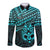 Personalised Matariki New Zealand Long Sleeve Button Shirt Maori New Year Tiki Turquoise Version LT14