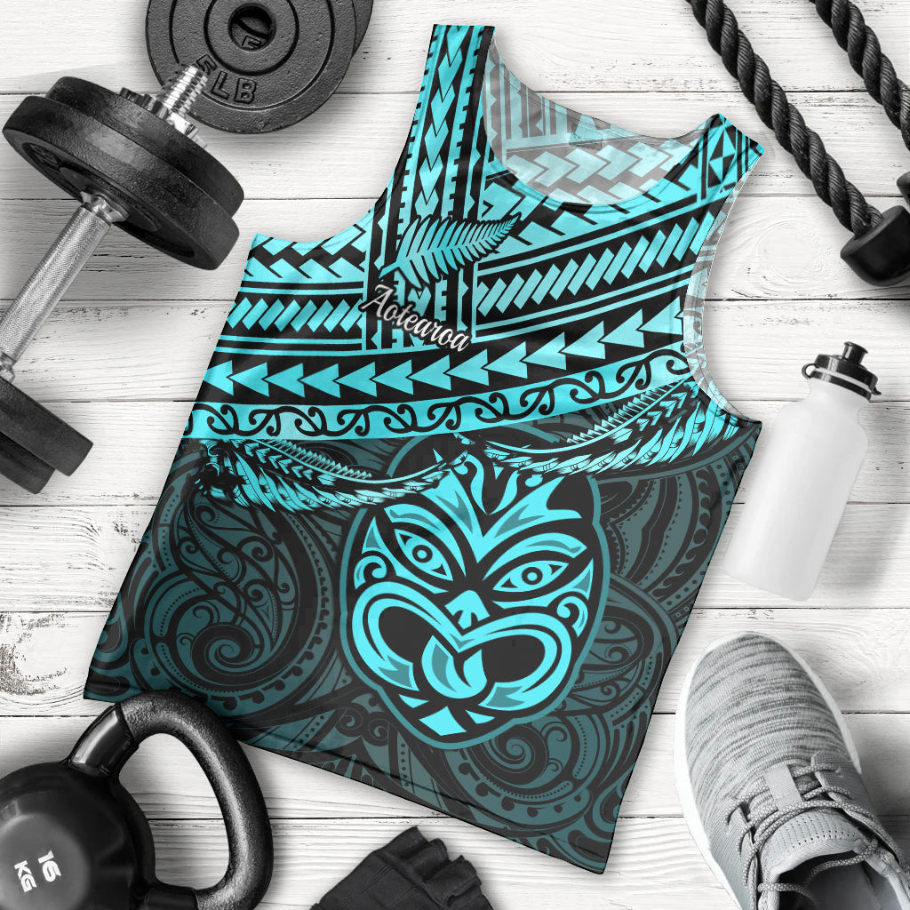 Personalised Matariki New Zealand Men Tank Top Maori New Year Tiki Turquoise Version LT14 - Polynesian Pride