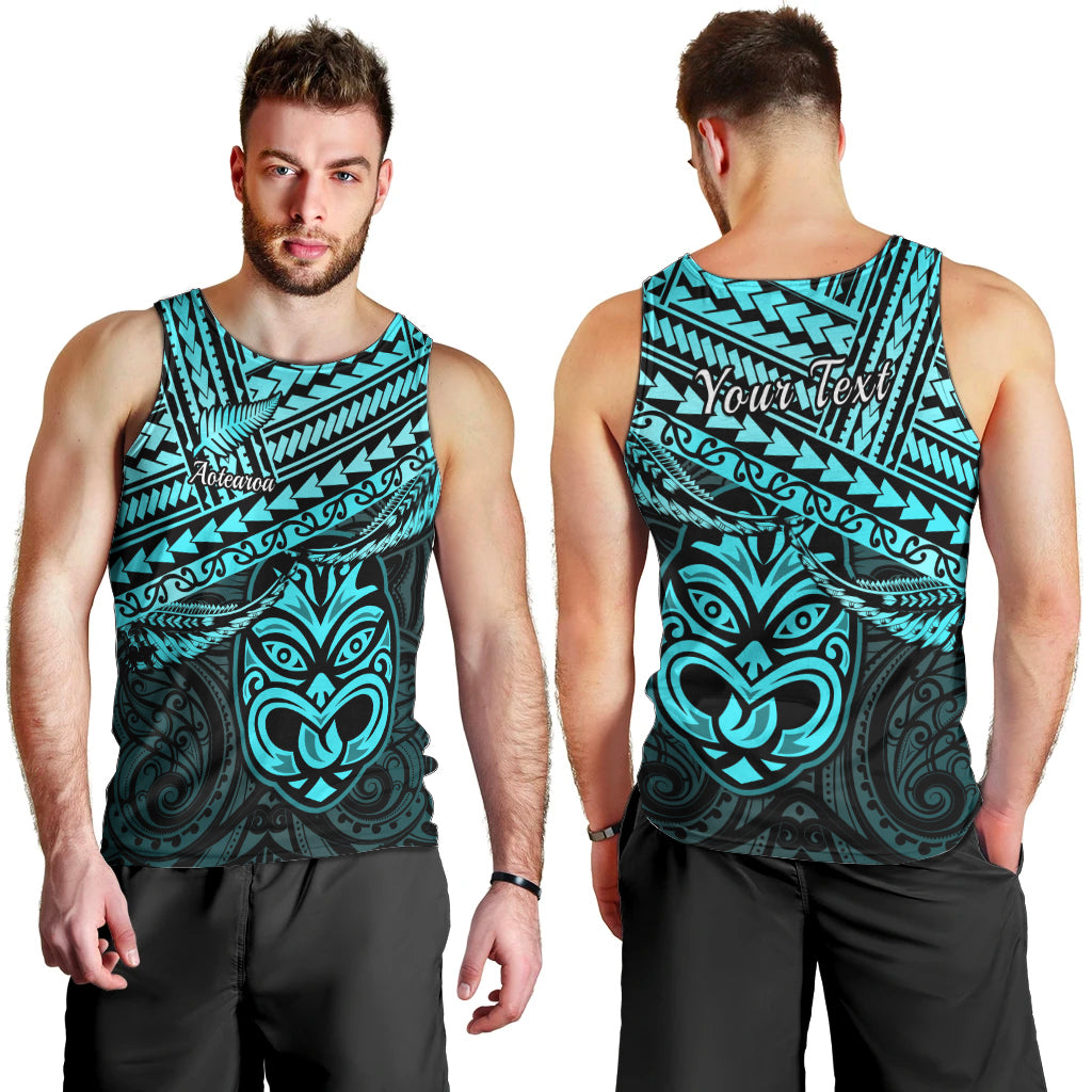 Personalised Matariki New Zealand Men Tank Top Maori New Year Tiki Turquoise Version LT14 - Polynesian Pride