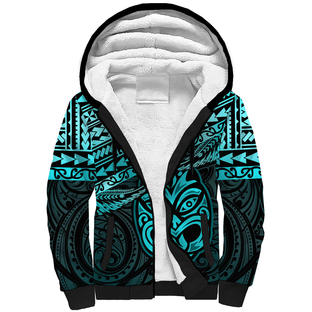 Personalised Matariki New Zealand Sherpa Hoodie Maori New Year Tiki Turquoise Version LT14