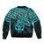 Personalised Matariki New Zealand Sleeve Zip Bomber Jacket Maori New Year Tiki Turquoise Version LT14