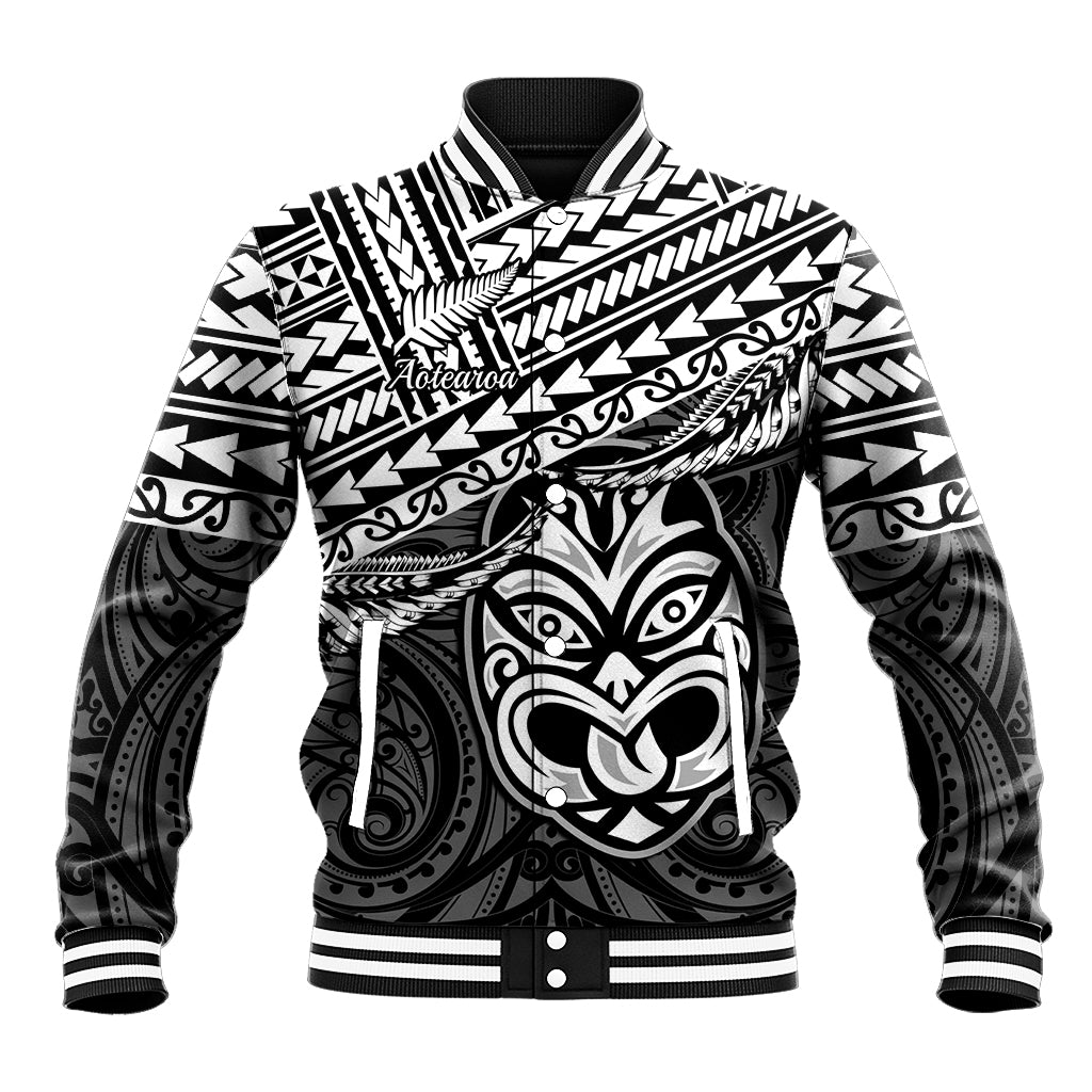 Matariki New Zealand Baseball Jacket Maori New Year Tiki Black Version LT14 Unisex Black - Polynesian Pride