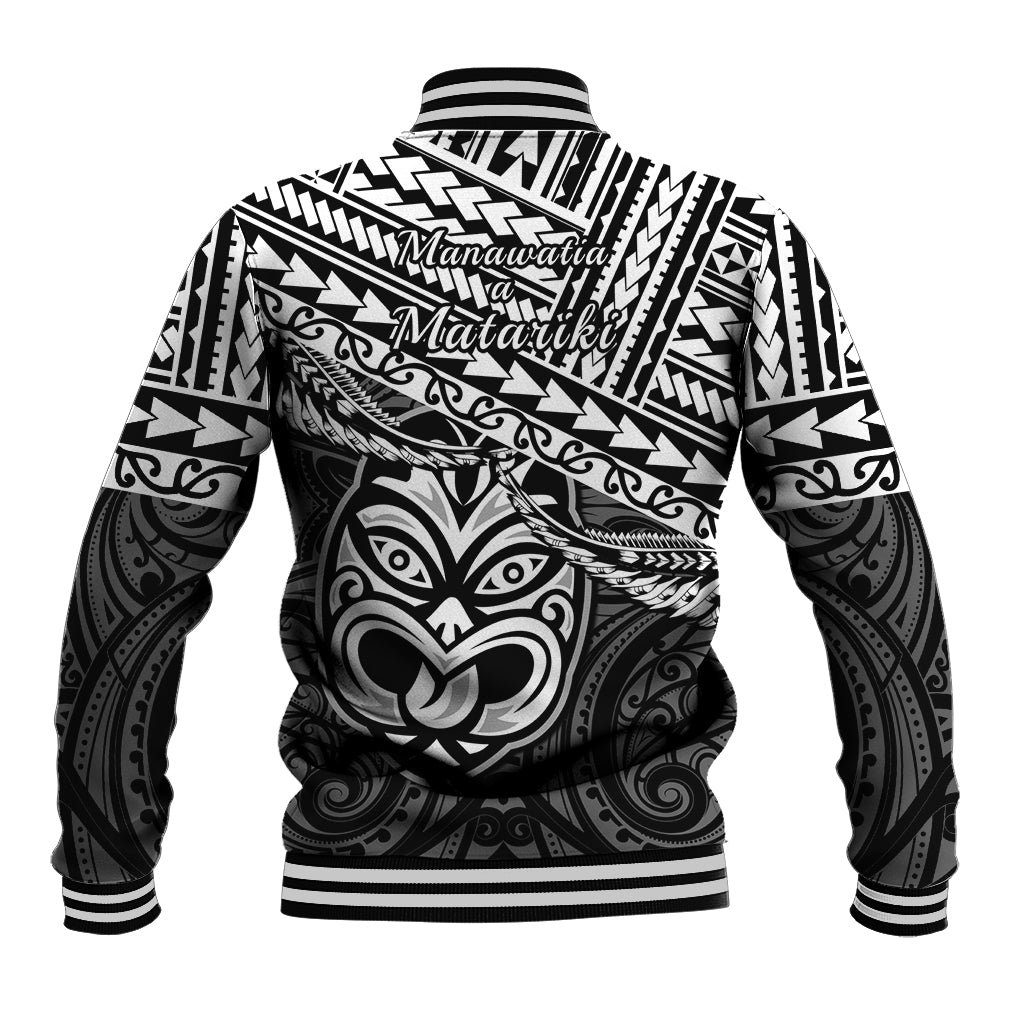 Matariki New Zealand Baseball Jacket Maori New Year Tiki Black Version LT14 - Polynesian Pride